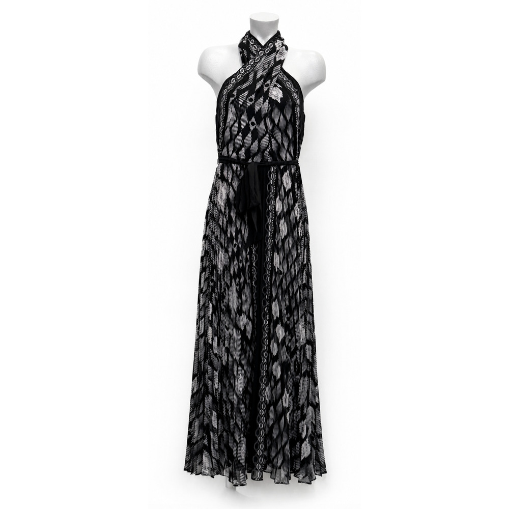 NWT WHITE HOUSE BLACK MARKET WHBM IKAT PRINT HALTER MAXI HALTER DRESS SZ 6 - Picture 16 of 16